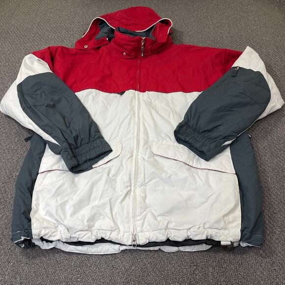 Transnine Removable Hoodie Mens Size XL Blue Red White Color block Y2K 90s - Picture 1 of 6